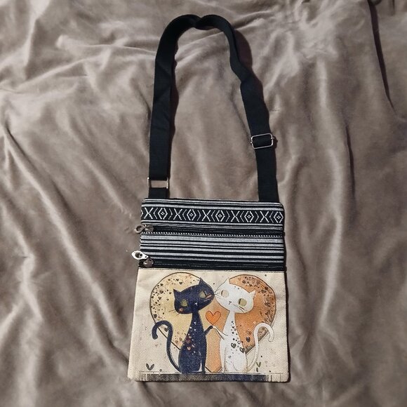 Handbags - Women's   Cross body  Cat Print Heart Graphic Bag
